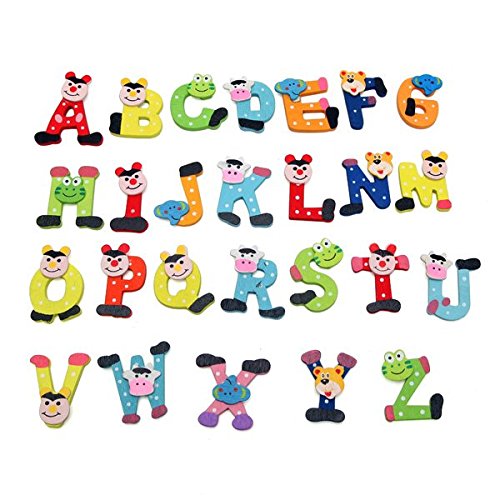Amazon Com 26pcs Baby Kid Child Wooden Cartoon Alphabet Abc Xyz Magnets Educational Toy Baby