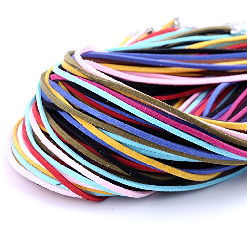 Qitian Assorted Imitation Suede Leather Necklace Cords with Lobster Clasps Ropes 18'' 20pcs - Thumbnail 2