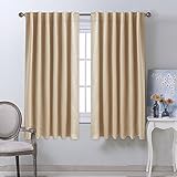 NICETOWN Window Treatment Curtains Room Darkening Drapes - (Biscotti Beige Color) 52 Width X 63 Drop Each Panel, 2 Panels Set, Curtains and Draperies for Kitchen