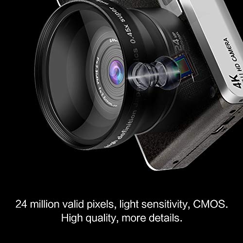 CamKing Digital Camera 1080P 4.0Inch LCD Touch Screen 8X Digital Zoom Wide Angle Camera Camcorder 24MP 4K Vlogging Camera