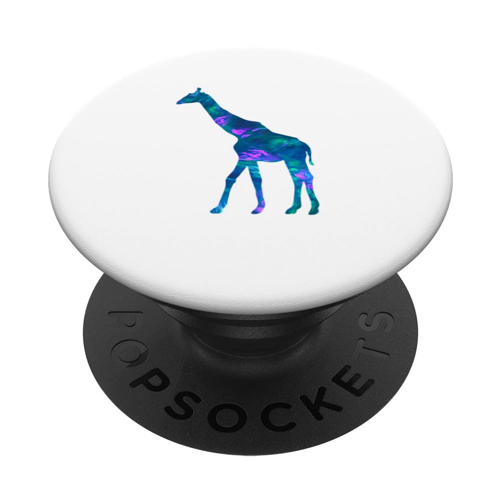 Cyan Blue Violet teal Giraffe For Animals Lover PopSockets Swappable PopGrip