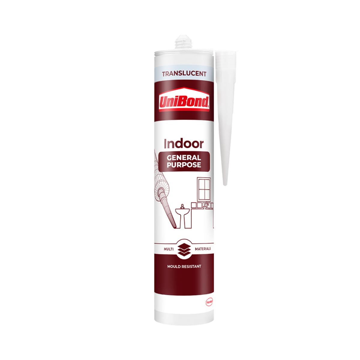 UniBond General Purpose Indoor Seleant, Mould Resistance, Translucent Silicone Sealant, 1x272g Cartridge