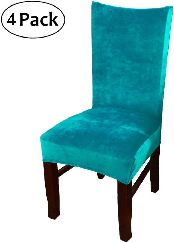 smiry Stretch Chair Covers for Dining Room, Peacock Blue Set of 4
