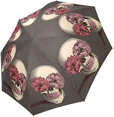Hot Sale Funny Skull with Beautiful Flower Art Foldable Umbrella Compact Umbrella