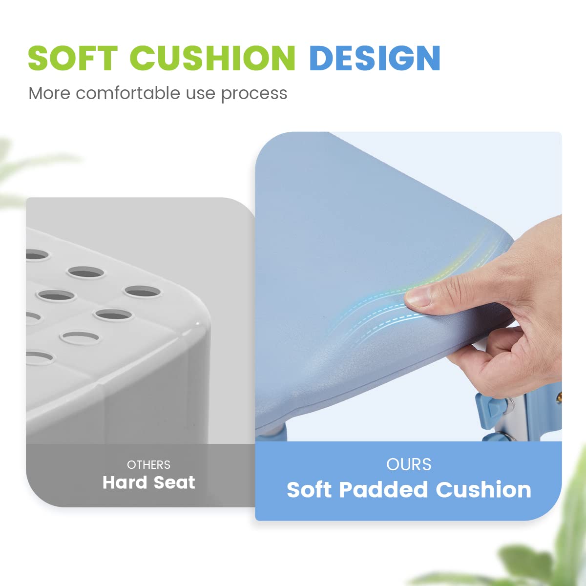 OasisSpace Heavy Duty Shower Chair with Back 500lbs, Padded Bathroom Chair for Inside Shower - Medical Tool-Free Anti Slip Shower Chair for Elderly, Senior, Handicap & Disabled