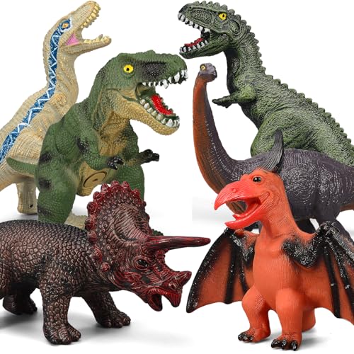 Gzsbaby 6 Piece Jumbo Dinosaur Toys for Kids 3-5 and Toddlers, Large Soft Dinosaur Toys for Lovers - Perfect Party Favors, Birthday Gifts