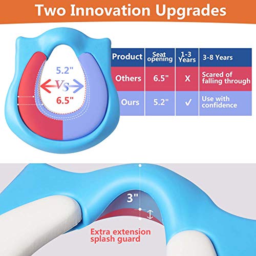 Potty Training Toilet Seat with Step Stool Ladder for Boy and Girl Baby Toddler Kid Children Toilet Training Seat Chair with Padded Seat Non-Slip Wide Step (Blue Orange Upgrade) - Thumbnail 4