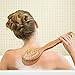 Scheam Bamboo Bath Brush for Back Scrubber with Long Handle and Scrubbing Exfoliating Gloves