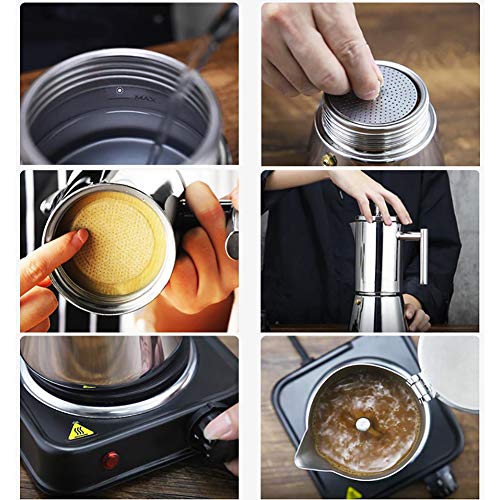 DYB Espressokocher Moka Pot Induction italienische Kaffeekanne Home Konzentrat Make Kaffeegerät Edelstahl (Color : C) – Bild 8
