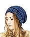 NYfashion101 Exclusive Unisex Two Tone Warm Cable Knit Thick Slouch Beanie Cap, Blue/Denim