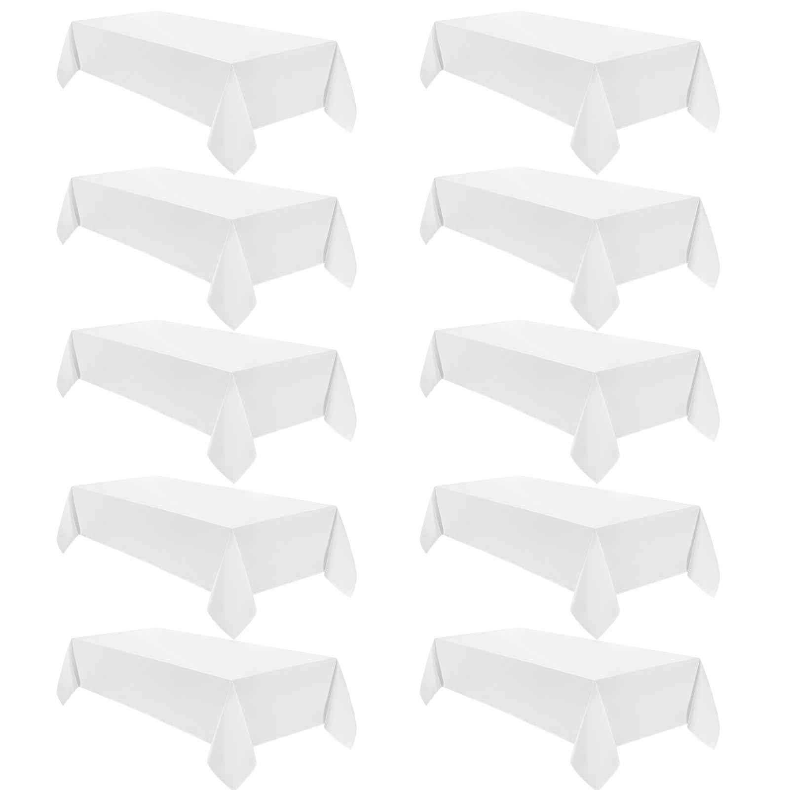 VidaFete Tablecloth 60 * 102inch 10 Pack Rectangle Table Cloth Polyester, Stain Wrinkle Resistant Dining Table Cover for Kitchen Dinning Party Wedding Rectangular Tabletop Buffet Decoration(White) Image
