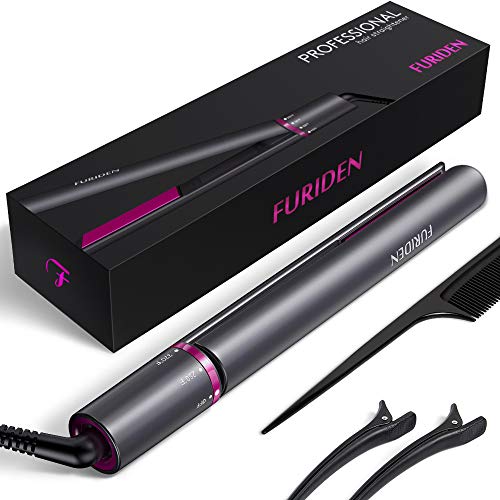 Professional Flat Iron Hair Straightener, FURIDEN Flat Irons for Thick Hair, Hair Straightener and Curling Iron 2 in 1 (Grey)