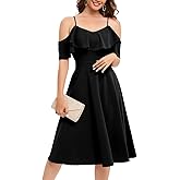 Bbonlinedress Womens Off The Shoulder Cocktail Dress, Formal Wedding Guest Prom Party Homecoming Graduation A-line Midi Dress