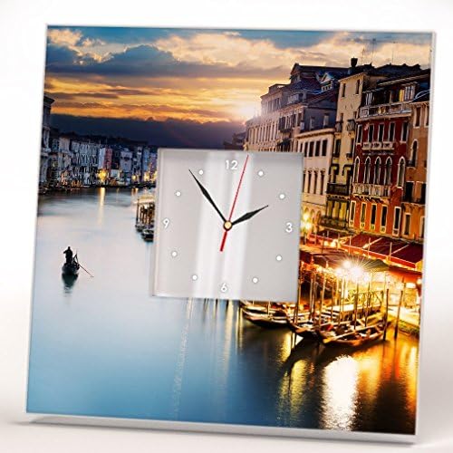 Sunset Venice Grand Canal Wall Clock Framed Mirror Printed Decor Italy Fan Art Home Room Design Gift
