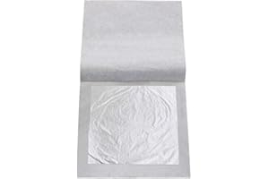 KINNO Silver Leaf Foil Sheets, 10 Sheets 2.36" Pure Silver Sheets for Cake Baking, Decoration, Makeup, Coffee,Chocolates and Gilding Arts Craft