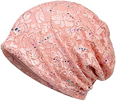 Cotton Slouchy Beanie Hat Hair Covers Soft Night Sleep Cap for Women (Pink)