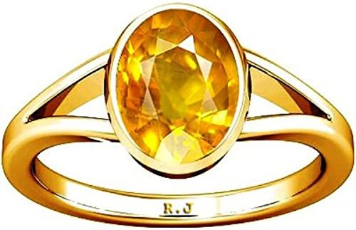 Divya Shakti 10.25-10.50 Carat Yellow Sapphire Ring (Pukhraj Stone Panchadhatu Ring) 100% Original AAA Quality Gemstone (10.5)