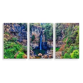 3 Piece Canvas Wall Art Waterfall in...