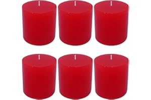 DEYIR 6 Pack 3x3 Inch Red Pillar Candles for Romantic Valentine's Day and Christmas, Unscented Column Candle for Home Restaurants, Smokeless Dripless and Clean Burning Emergency Candle