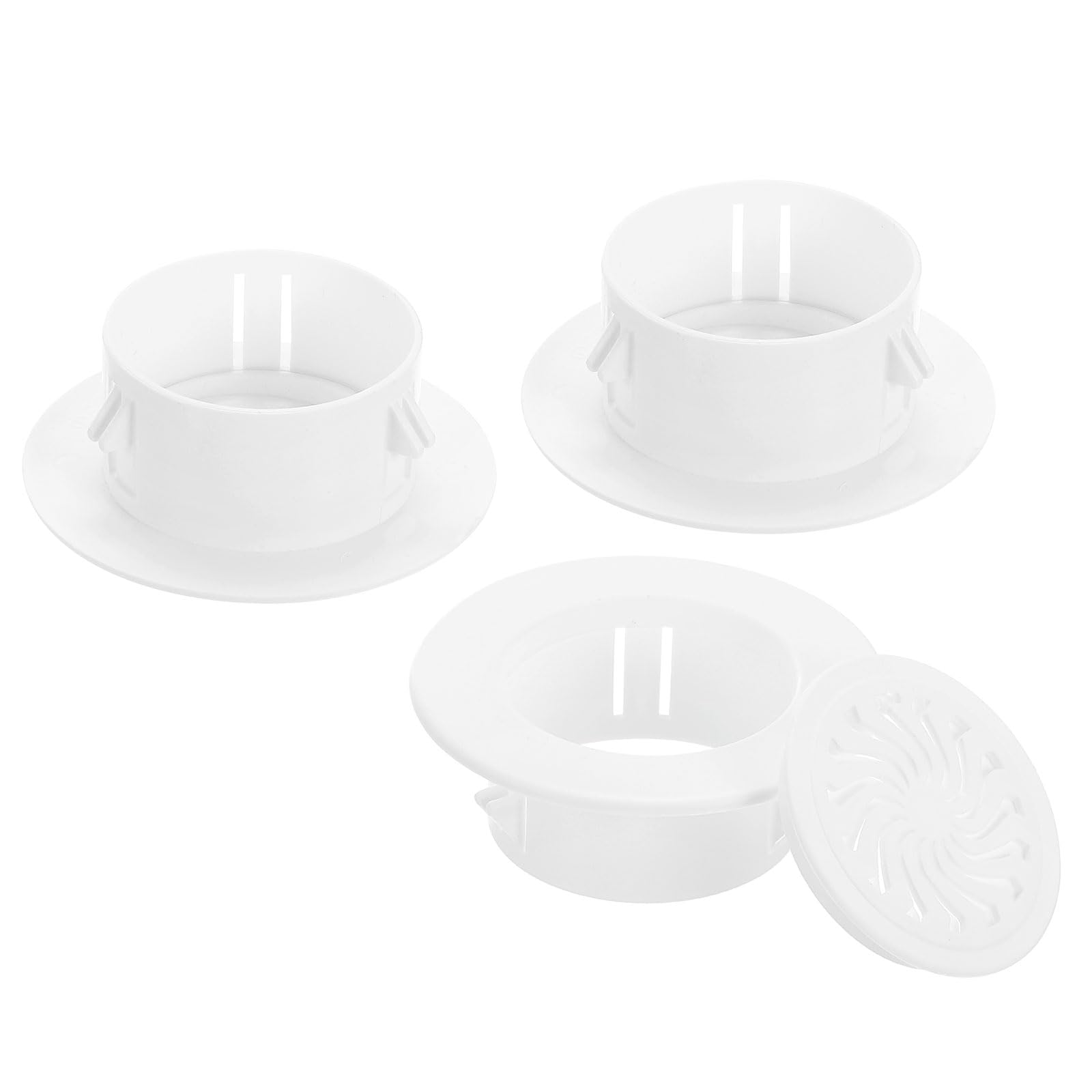 PATIKIL Air Conditioning Wall Hole Cover, 3Pcs Air Conditioner Blocking Hole Plug Decoration Water Pipe Sealing Plate Cover with Grille for 2.4" - 2.7" Diameter Hole, White