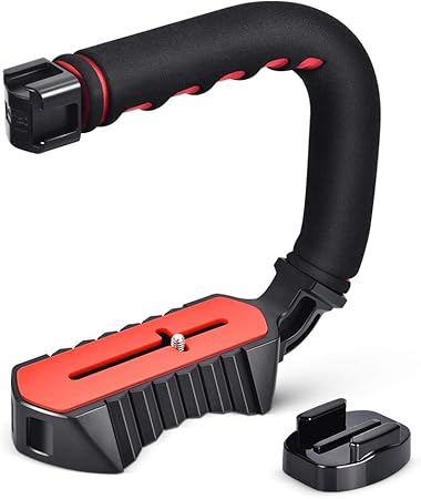 Amazon Utebit カメラ スタビライザー C型 一眼レフ ローアングル撮影 ビデオカメラ グリップ ホットシュー付き 手振れ防止 ハンドル グリップ 1 4ネジ 高さ12cm以下 コンデジ 一眼フレカメラ ミニdv ビデオカメラ用 手持ち ビデオカメラサポート 通販