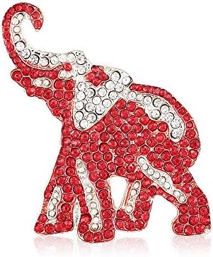 Divine Nine DepotCrimson and Crystal Rhinestone Elephant Brooch