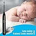 Sonic Electric Toothbrush Travel Rechargeable for Superior Dental Hygiene Daily Clean, Gum Care, Sensitive, Whitening, and Deep Clean Oral Health Micropulse Bristles with 4 Replacement Heads - Black