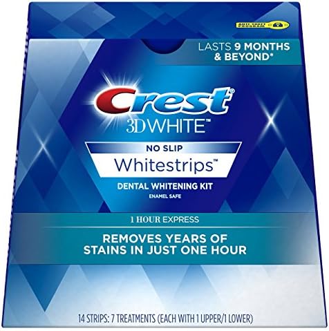 Crest 3D White 1 Hour Express Whitestrips Dental Teeth Whitening Strips Kit, 7 Treatments - Lasts 9 Months & Beyond