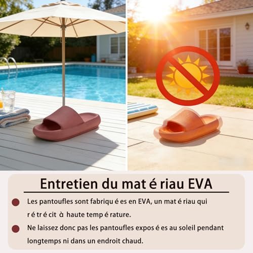 Claquettes Femme Chaussons Hommes Douche Antidérapant Sandales Pantoufles Confortable Léger Piscine Plage Maison Sliders,Gris 40/41 EU