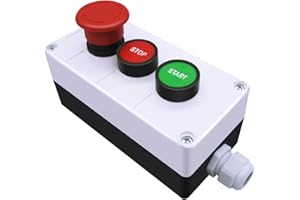 mxuteuk 1 NO Start 1 NC Stop momentary Switch Control Start-Stop + 1NC Red Mushroom Emergency Stop Latching Switch Station Bo