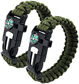 Outdoor Survival Paracord Bracelet Kuger Emergency Paracord Survival Bracelet with Multi Tool (Colorful-AG)