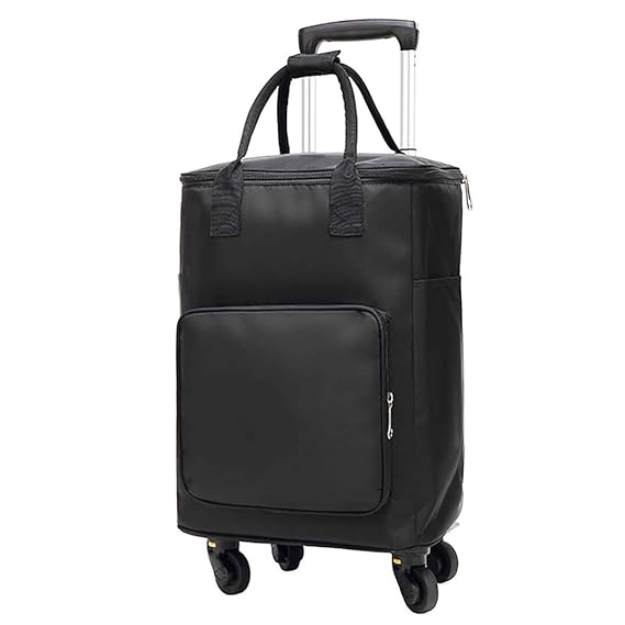 YGUOZ Leichtem Klappbar Einkaufswagen mit Kühlfach, Großer Einkaufsroller mit 4 Räder, 2 de 1 Einkaufstrolley, Noiseless (31L