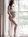 U-Story Women's Deep V Neck Lace See Through Maternity Dress Long Sleeve Beach Dresses