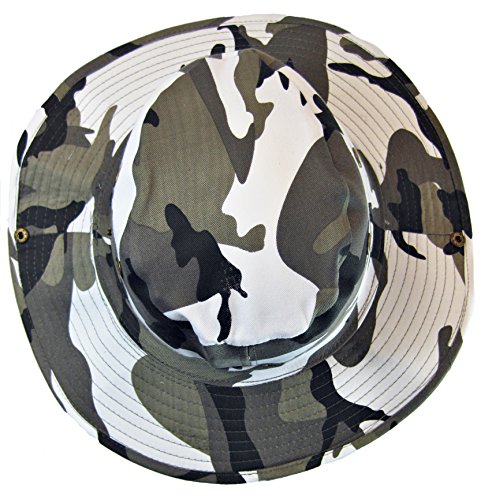 Boonie Bush Safari Outdoor Fishing Hiking Hunting Boating Snap Brim Hat Sun Cap with Neck Flap (City Camo, M)
