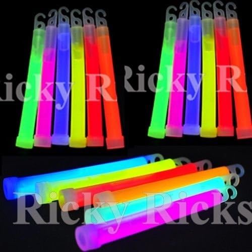 50 Thick 6" Glow Sticks Fat Party Necklaces Light Assorted Lanyard Favors Neon