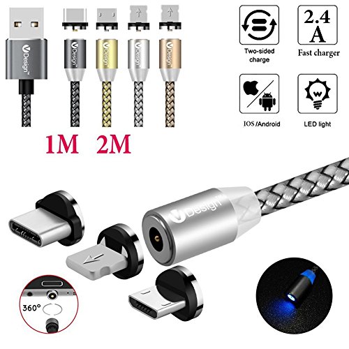 UGI in Magnetic Cable Micro USB Type C Lightning Fast Charging  Android USB C Cord for Apple iPhone X Plus 6s se 5s