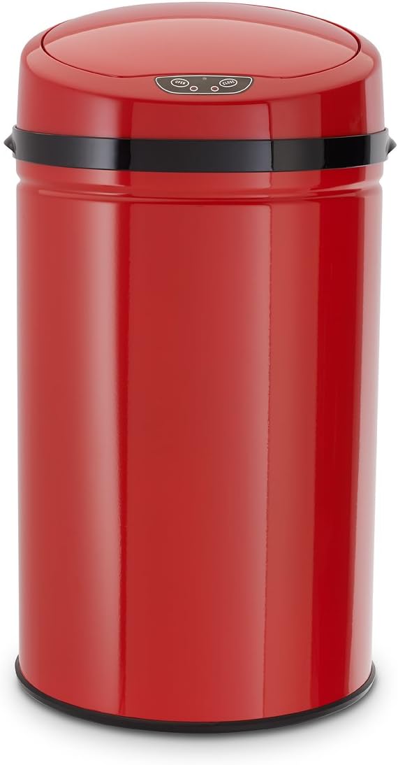 Echtwerk EW-AE-0290 Edelstahl Abfalleimer 30L mit IR Sensor, Inox Red