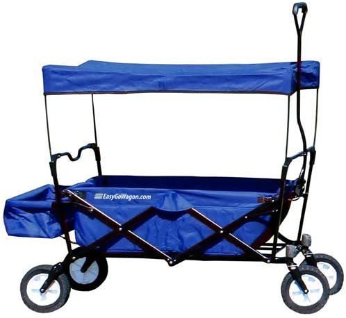 EasyGoWagon Folding Collapsible Utility Wagon Fits in Trunk of Standard Car, Blue