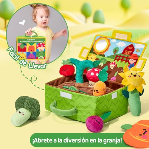 hahaland Montessori Toys 1 Year – Interactive Sensory Plush Toys Babies 6-12 Months, Plant Suitcase Toy Travel Educational Gift 1 2 Years