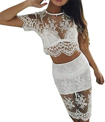 Ivan Johns Women Fashion Sexy Lace Skirt Suit HolloSkirt Blouse (M)