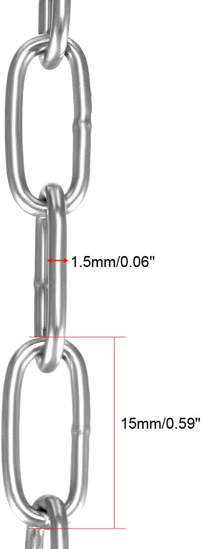 sourcing map Stainless Steel 304 Hardened Proof Coil Chain 1m Length 1.5mm Thickness Zinc Plated, 1 Meters - Image 4