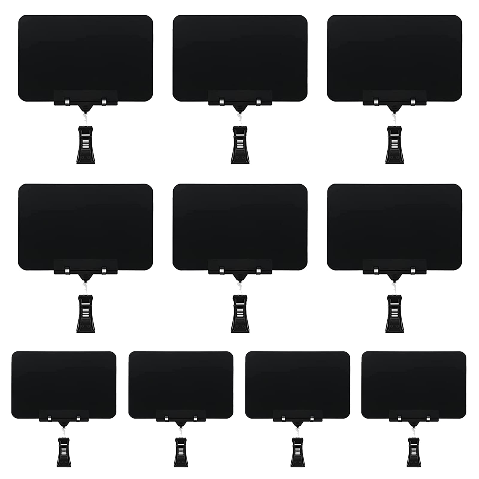 10 Pack Double Head Display Clips, Reuse Sign Merchandise Price Tag, Display Clip Holder, Mini Erasable Plastic Chalkboard Sign with Clip for Business, Party, Office, Exhibition, Supermarket