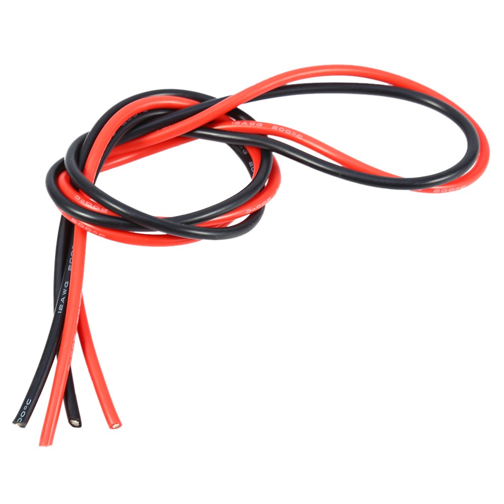 12AWG 2m Flexible Soft Silicone Cable Electronic Tinned Copper Stranded 12 Gauge Wire for RC Models Toy (1 Meter Red + 1 Meter Black) …