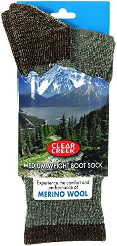 Clear Creek Men's Merino Wool Medium Weight Lined Boot Socks in 4 Colors (Large, Gray-Brown)