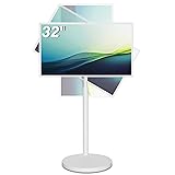 32 Inch Portable TV on Wheels, Rotating Touchscreen