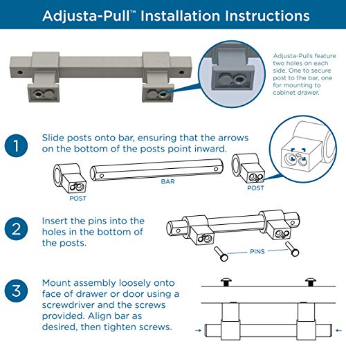Franklin Brass Square Bar Adjustable Pull, 13/8" to 65/16
