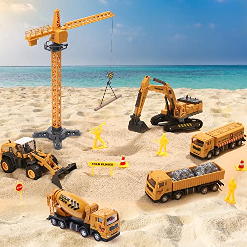 skirtoy Kids Construction Vehicles Playset with Playmat, 18" Crane, 10