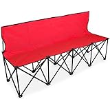 6-Foot Portable Folding 4 Seat Bench with Back by Crown Sporting Goods (Red)