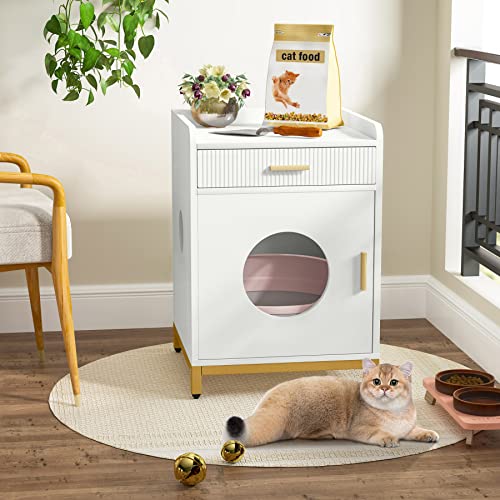 Tribesigns Cat Litter Box Enclosure with Storage Drawer, Hidden Litter