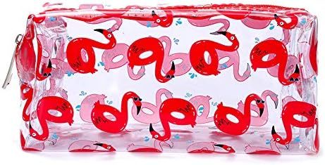 DWE Small Make Up Bag, Waterproof Flamingo Cosmetic Storage Pouch Travel Makeup Bag Pencil Case For Women Girls (Flamingos Red)